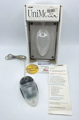 Vintage Contour UniMouse USB Rollerball Mouse for Mac Transparent Gray CIB - Image 1 of 4