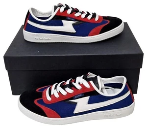 PAUL SMITH Para Hombres Azul Marino Oscuro Doble Zag Cuero de becerro Con cordones Zapatillas Reino Unido 6 - Imagen 1 de 9