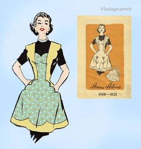 1950s Vintage Anne Adams Sewing Pattern 4568 Cute Fitted Scalloped Apron Medium - Picture 1 of 6