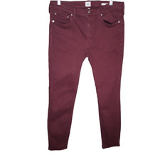 Edwin Jeans Womens sz 32 Red Dark maroon Pixie 9" mid rise Skinny Jeans pants