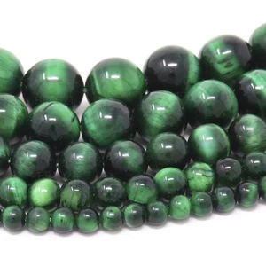 Grüne Tigeraugen Perlen rund 4 mm 6 mm 8 mm 10 mm 12 mm 15,5" Strang - Bild 1 von 2
