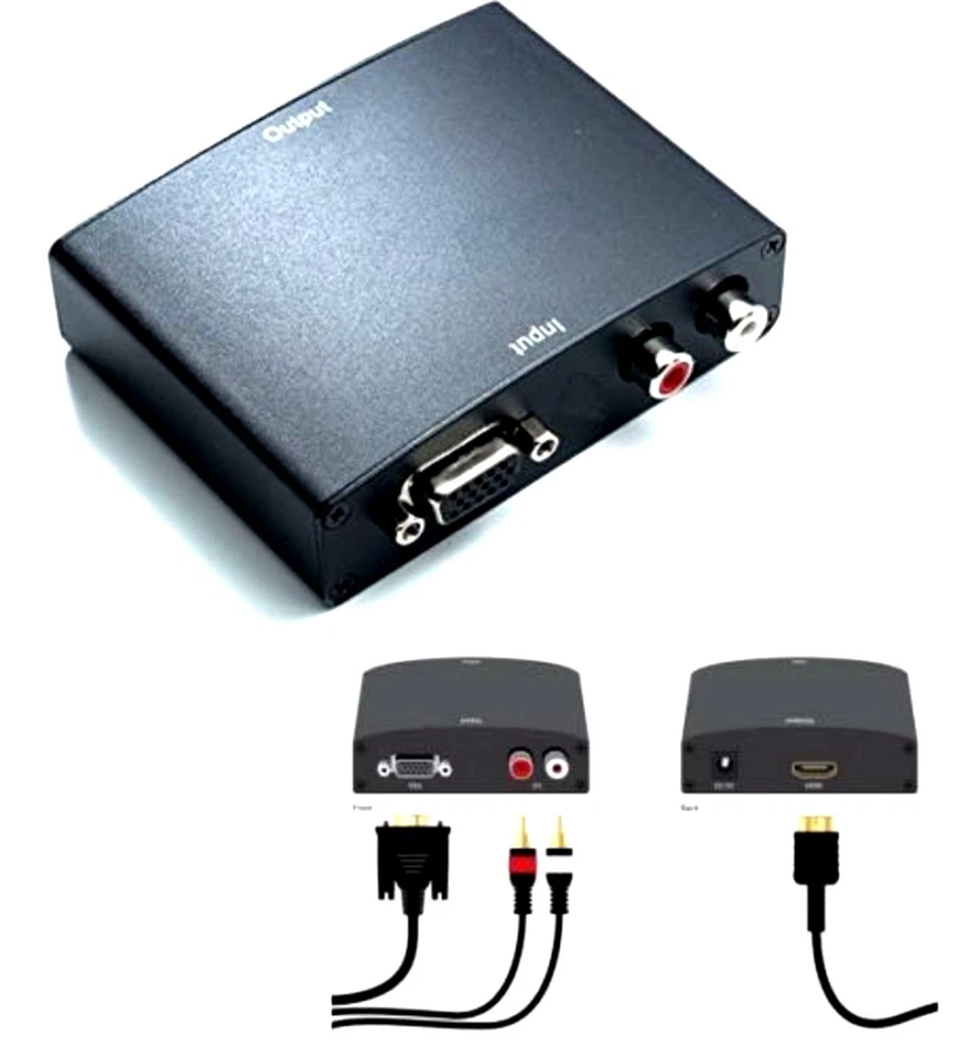 CONVERTITORE DA ANALOGICO VGA + AUDIO R/L A HDMI TV MONITOR PC VIDEO CONVERTER - Immagine 1 di 1