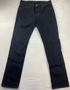 Levi's 501 Jeans Mens Straight Fit Button Fly Black 100% Cotton Size 32x34 - Picture 1 of 13