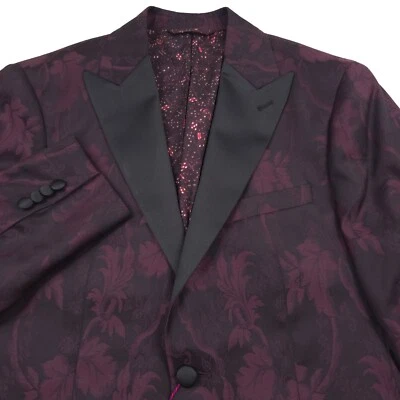 $798 Robert Graham Reggie Wine Red Floral Jacquard Dinner Jacket Mens Size 40R - Image 1 of 4