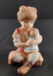 Applause By Wallace Berrie Ceramic Girl holding Baby Fig. 1984 Vintage 3" #3645 - Picture 1 of 6