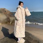 Faux Rabbit Fur Long Hooded Coats Womens Casual Winter Fur Ftrim Parka Outwear
