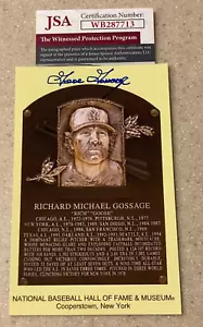 Auto Goose Gossage Hall of Fame Gold Plaque Post Card W/ JSA WPP COA Signature - Picture 1 of 3