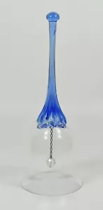 Very Pretty Blue and Clear Glass Large Table Bell ~ Facet Cut Clapper - Picture 1 of 2