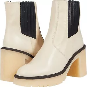Free People James Chelsea Chunky Heel Leather Boots New in Box Bone Size 38 (8) - Picture 1 of 13