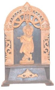 Krishna Flute Sandalwood Rosewood Figurine Hindu Vishnu Antique Vintage Statue g - Picture 1 of 10