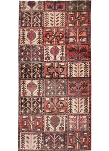 Alfombra de lana tradicional vintage anudada a mano con retazos orientales 3x8 - Imagen 1 de 18