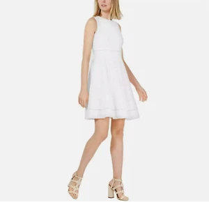 New Calvin Klein 10 White Eyelet Fit & Flare Daytime Party A-Line Dress $129 - Picture 1 of 6