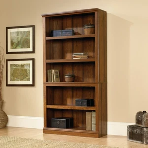 5 Shelf Bookcase Wooden Bookshelf Book Case Elegant Display Decor Rustic Cherry - Picture 1 of 10