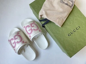 GUCCI Women's Maxi GG White Pink Padded Platform Slide Sandals EU 39, US 9 $750 - Picture 1 of 11