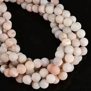 Cuentas redondas mate de ágata drusa blanca 6 mm 8 mm 10 mm 12 mm 15,5" cadena - Imagen 1 de 7