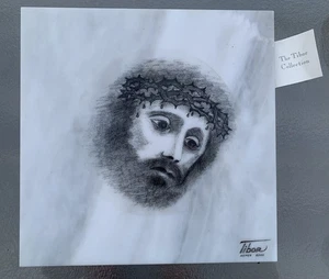 TIBOR Studio Jesus Christ Lamb Of God Catholic Etched Marble Stone Tile Plaque - Picture 1 of 9