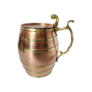 Antique Tankard 1902 Copper and Brass Tankard Stein w / Lid A.S. 1902 ~ 7" Tall - Picture 1 of 11