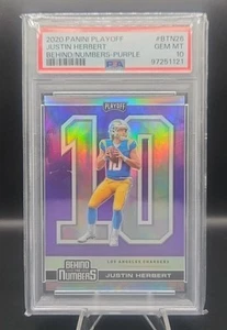Justin Herbert 2020 Playoff #26 Behind The Numbers Purple Prizm PSA 10 RC Rookie - Picture 1 of 2