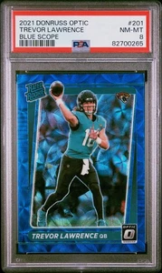 2021 Donruss Optic Blue Scope #201 Trevor Lawrence RC PSA 8 NM-MT - Picture 1 of 3