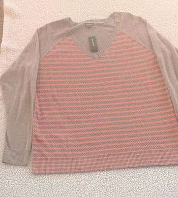 Suéter Eddie Bauer Manga Larga Talla 2XL Avena/Melocotón Cuello en V Foto 1 de 4
