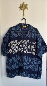 Rip Curl Vintage Surfer Blue Hawaiian Hibiscus Men’s Shirt Large Cotton Y2K - Picture 1 of 11