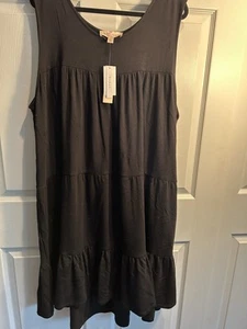 3x NWT Tank Dress Black Tiered Soft Flattering Philosophy - Picture 1 of 6