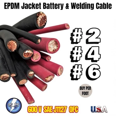 Chaqueta de goma batería y cable de soldadura cobre calibre 6, 4, 2 AWG tamaño por el pie Foto 1 de 4
