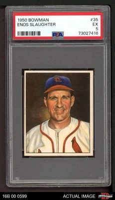 1950 Bowman #35 Enos Slaughter Cardinals HOF PSA 5 - EX - Image 1 of 2