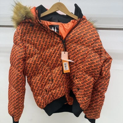 Jaqueta acolchoada Von Dutch laranja/preta com pele tamanho pequeno - Imagem 1 de 4