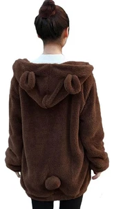 Casual Fluffy Kawaii Bear Hoodie With Ears Tail Top For Women,Cute Winter War... - Bild 1 von 5