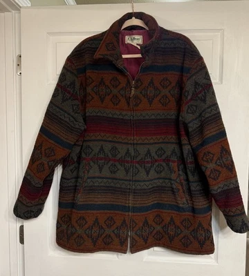 L.L. Bean Men’s Tall XXL Vintage Wool Blend Southwest Aztec Pattern Jacket - Image 1 of 4