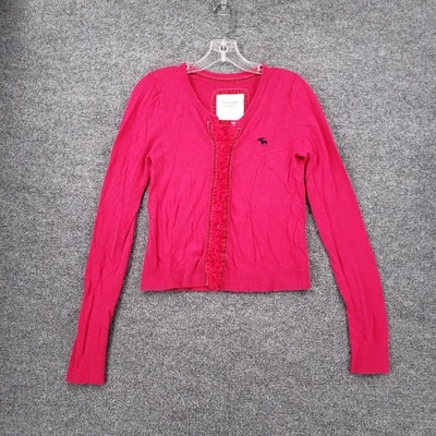 VINTAGE Abercrombie Fitch Cardigan Womens L Large Pink V Neck Sweater Y2K - Image 1 of 4