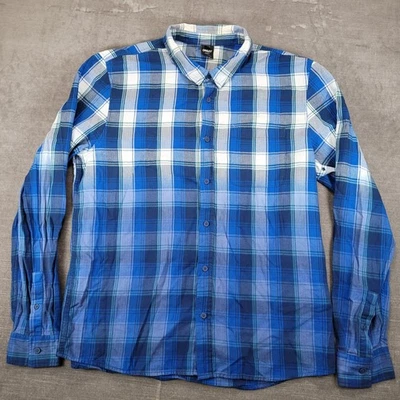 Oakley Mens Flannel Shirt 2XL Blue Plaid Long Sleeve Custom Fit Casual - Image 1 of 4