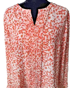 XL Talbots Bluse Damen orange weiß Animalprint - Bild 1 von 9