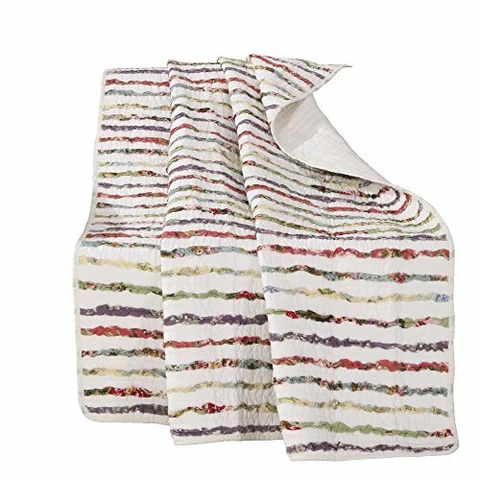 THROW BLANKET Bella Ruffle Quilted Cotton Full Size GREENLAND HOME Cover