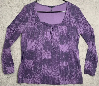 Daisy Fuentes Top Womens Large Purple Long Sleeve Pullover Blouse Shirt Cotton - Image 1 of 4