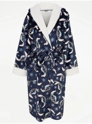 NEW Disney @ George Lilo & Stitch Navy Snowflake Dressing Gown Sizes XS, S & M - image 1 of 3