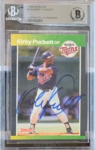 1989 DONRUSS #182 VINTAGE SIGNED CARD KIRBY PUCKETT TWINS HOF DEC BAS - Picture 1 of 1