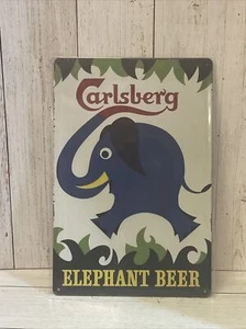 Carlsberg Tin Tin Metal Bar Decor Mancave Elephant Beer Signs - Picture 1 of 1