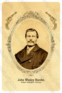 JOHN WESLEY HARDIN Infamous Old West Gunfighter Outlaw Cabinet Card v2 RestoreRP - Foto 1 di 1