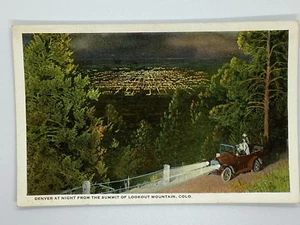Postcard Denver at night from lookout mountain Colorado old car H426 - Picture 1 of 2