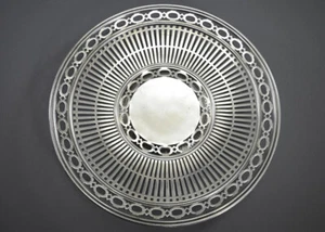 Art Deco Card Tray Raised Reticulated Geometric International Sterling Silver - Picture 1 of 3