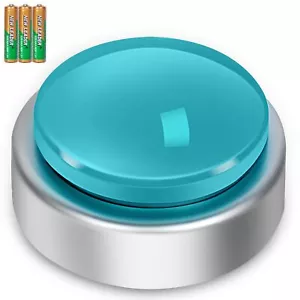 Large Talking Button Clock, Alarm Clock with Volume Control (Silver&Blue) - Picture 1 of 7