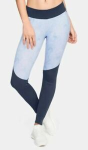 NWT $60 Under Armour Women's UA Unstoppable Ribbed Leggings 1324207-025 Blue 