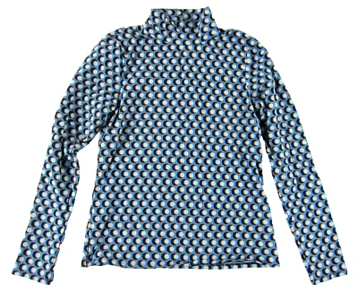 Maeve By Anthropologie Azul Marrón Algodón Lunares Manga Larga Cuello Alto Mediano Foto 1 de 4