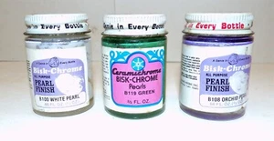 lot of 3 Vintage CERAMICHROME Bisk-Chrome Glass Art Stain Non-Fired Jars - Picture 1 of 3