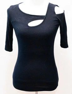 Goldray Garima Asymmetrical Ribbed Cutout Cold Shoulder Top Size S - Picture 1 of 10