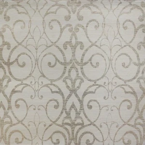 Natural Grasscloth Off White Background With Silver Filigree Overlay By York - Picture 1 of 1