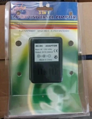 Yobo 3-in-1 AC-DC Universal Adapter For Nintendo SEGA MD II Super Nintendo New - Image 1 of 4