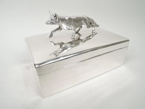 Edwardian Box Antique Fox Hunt Field Sports English Sterling Silver United 1906 Cover